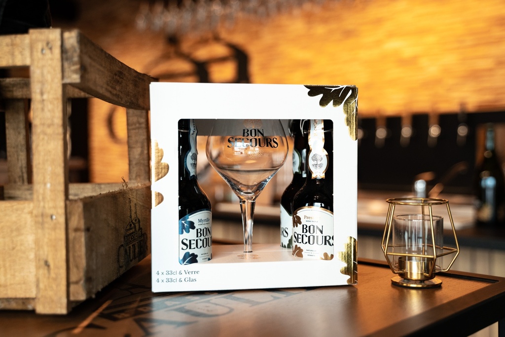 Coffret Bon Secours 4x33cl + 1 verre